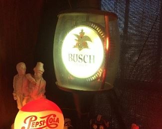 nice hanging Busch light. Works and revolves. The Pepsi I believe is not old ?