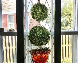 $120 - Floral stained glass -  14" W x 31" H.  