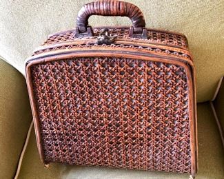 $22 - Straw crisscross woven basket purse.   12" W, 5.5" D, 10" H. Plus 2.5" handle.