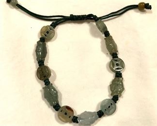 $25 Jade beaded adjustable bracelet.  7.5"L