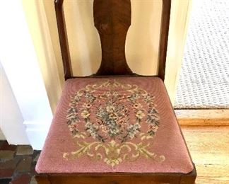 $75 Vintage needlepoint chair.  17" W, 15.5" D, 35" H. AS IS - tiny scratch on the back 