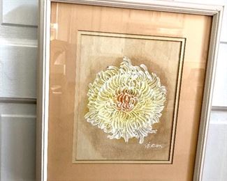 $50 - Framed floral art.  13" W x 15" H. 