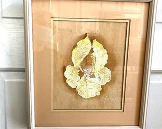 $50 - Framed floral art.  13" W x 15" H. 