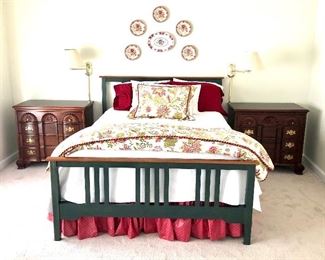 Bed SOLD  $550  - Queen-sized headboard is 47" H, 65.5" W; footboard is 28.5" H.  (mattress included). Bedding is available.