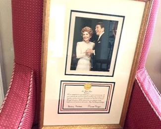 $45  Ronald and Nancy Reagan Signed anniversary 14" W x 21" H. 