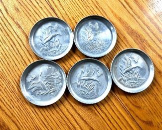 $20 - Set of 6 geese aluminum coasters.  Each 3.75" diam.