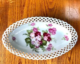$20 Floral dish - 11.5" W, 6.5" H.