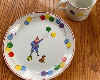 $22 Balloon design  plate and cup set.  Plate: 8" diam.  