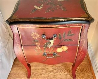 $150 - Burgandy painted chest of drawers.  20" W, 15" D, 28.5" H. 