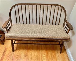 $225 - Windsor style bench and custom cushion.  46" W, 16" D, 35" H. 