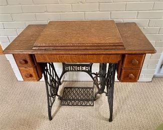 $150 - Vintage sewing table.  36" W, 18" D, 30" H.  With extension 50" W. 