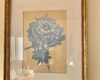 $30 - Framed pale blue flower.  14" W x 16.75" H. 