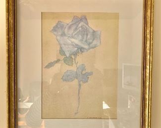 $30 - Framed pale rose.  14" W x 16.75" H. 