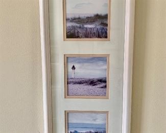 $8 - Beach triptych framed wall art.  9.5" W x 21.5" H. 