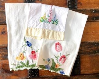 $24 3 embroidered tea towels 