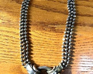 $24 Vintage metal necklace pendant setting  17" L. 