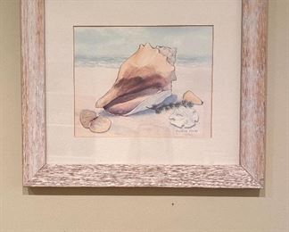 $45  each Weathered Frame Conch shell print  1 of 2 W16.5"by 14.5" H 