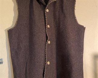 Rendezvous Mountain Man wool vest with bone buttons, size Large. $25