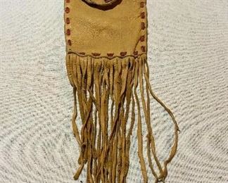 Elk skin fringed bag. $25