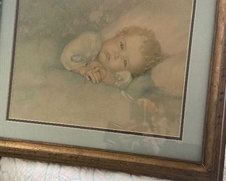 Framed print by Annie Benson Muller (1930's) titled "Heaven's Gift". $26