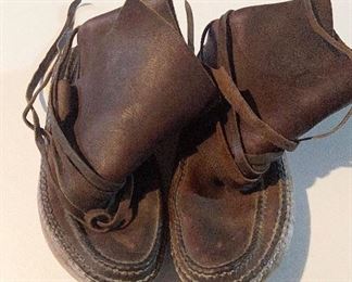 Hand made leather mocassins, approximate size is 9 1/2 or 10. $125