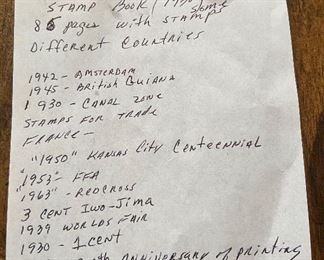 Additional photo with some of the descriptions in the stamp album.