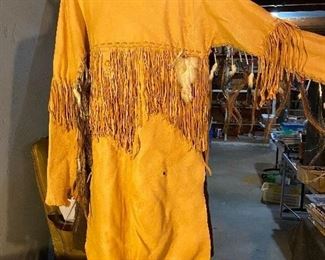 Elk skin leather fringed poncho/war shirt - $200