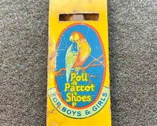 "Poll Parrot Shoes" advertising whistle. Manufactured in the 1930's-40's-50's. Measures 2 1/2" long. $18