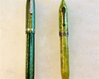 Fountain Pens - "Esterbrook" #9550 (1950's), on the right is "Arnold" Mini Fountain Pen w/14KT gold plated tip. The pair is working. (Pair) $25