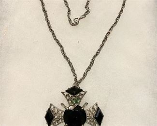 Vintage "1950's necklace signed BSK. Beautiful black stones. $25