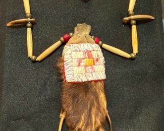 Bear claw, badger and quillwork necklace. $75
