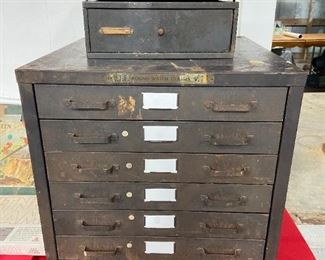 Antique Metal Jeweler File Cabinet
