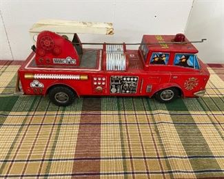 Antique Tin Fire Truck Toy