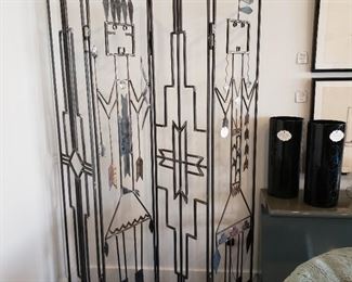 Four section artisan made iron screen from New Mexico