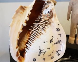 Hand carved conch shell, prettier in person
