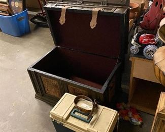 Tackle box and chest with leather straps