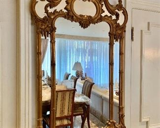 $895; Vintage Louis XVI style Gilt mirror; 55" H x 30" W