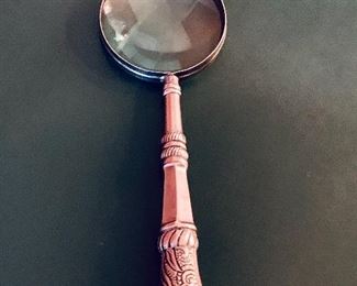 $40; Vintage Silverplate handled magnifying glass; approx 12” L