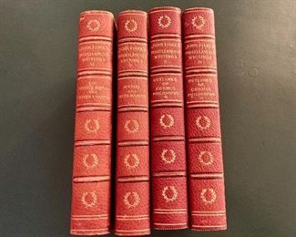 $40; Set of 4 Books; “The Miscellaneous Writings of John Fiske”  volumes III, IV, V, VI; Standard Library Edition; Leather with marble colored boards