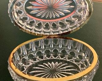 $125; Crystal oval trinket box; Approx 7” L x 4.5” W x 4.5” H
