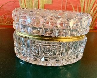 $125; Crystal oval trinket box; detail