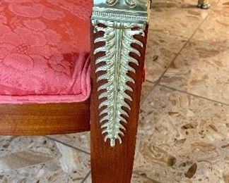 $1400 PAIR; Empire armchairs; gilt detail