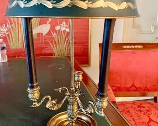 Bouillette brass desk lamp; detail