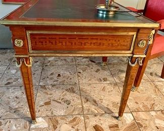 $2600: Louis XVI leather topped writing desk; detail