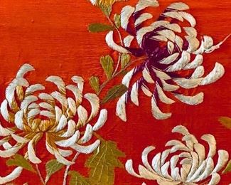 $800; Framed silk embroidered panel detail