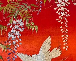 $800; Framed silk embroidered panel detail