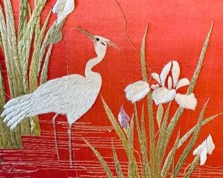 $800 Framed silk embroidered panel detail