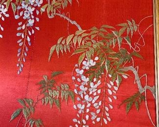 $800 Framed silk embroidered panel detail