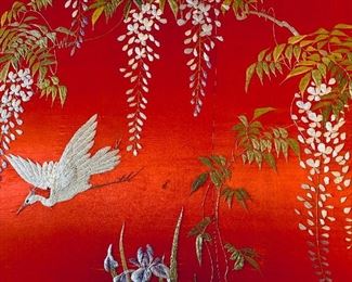 $800 Framed silk embroidered panel detail
