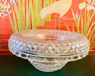 $75; Large cut crystal centerpiece bowl; 11.5” Diameter x 6” H.